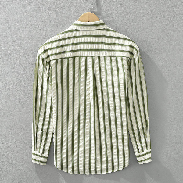 Camisa Manga Larga Estilo Japonés a Rayas para Hombre