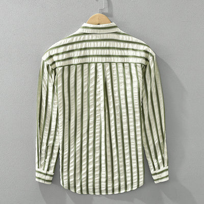 Camisa Manga Larga Estilo Japonés a Rayas para Hombre - Image 2