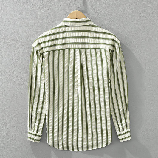 Camisa Manga Larga Estilo Japonés a Rayas para Hombre - Image 2