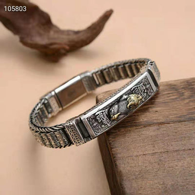 Pulsera de Plata Pura Retro Tai para Hombre - Image 9