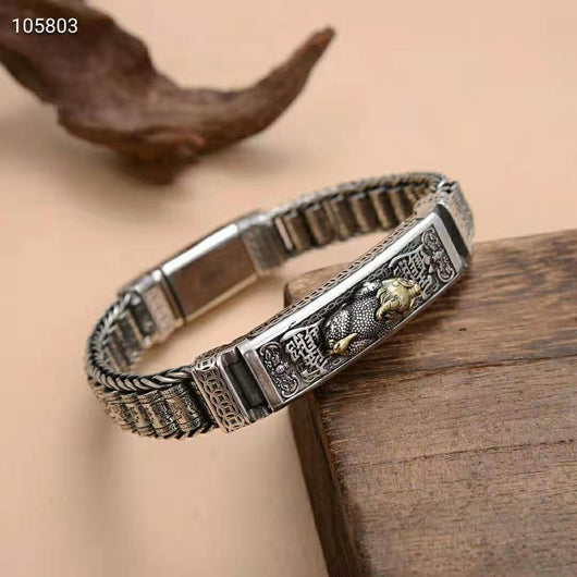 Pulsera de Plata Pura Retro Tai para Hombre - Image 9