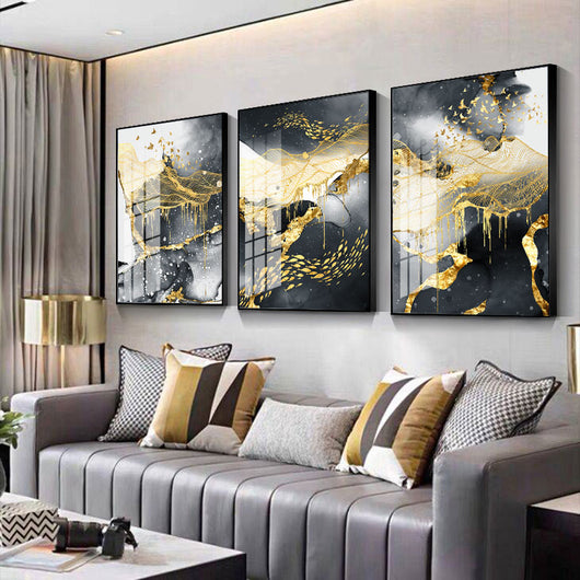 Pósters de Arte Mural Blanco y Negro con Dorado