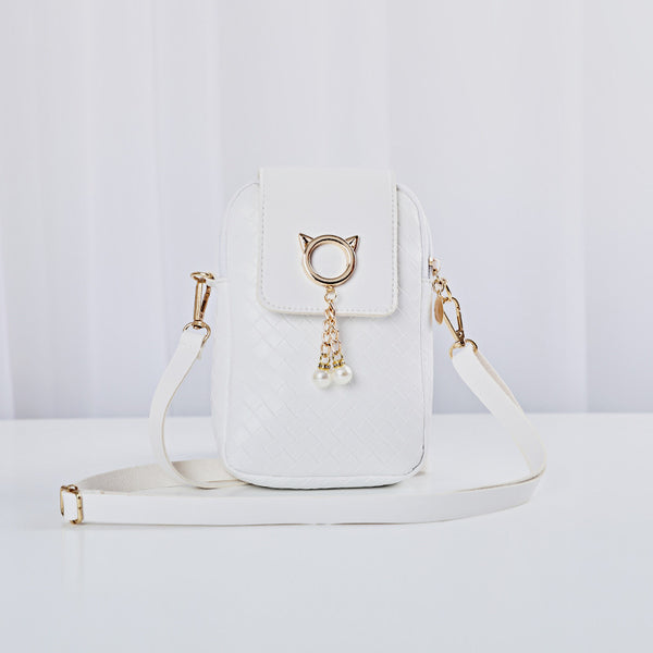 Bolsa Bandolera Tejida para Celular con Borla de Perlas - Image 18