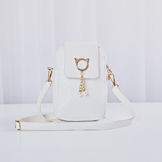 Bolsa Bandolera Tejida para Celular con Borla de Perlas - Image 18