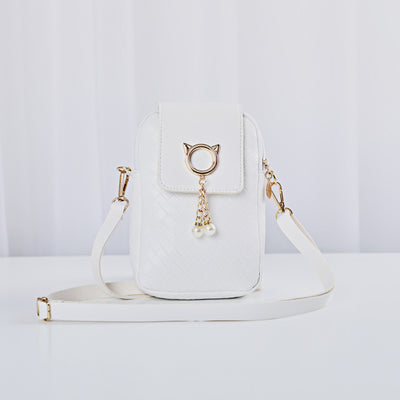 Bolsa Bandolera Tejida para Celular con Borla de Perlas - Image 6
