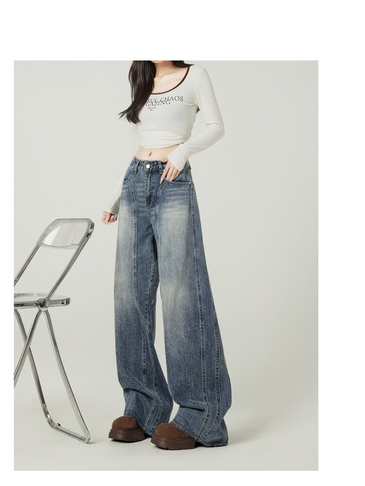 Jeans Anchos Retro Azul Vintage de Cintura Alta para Mujer - Image 9