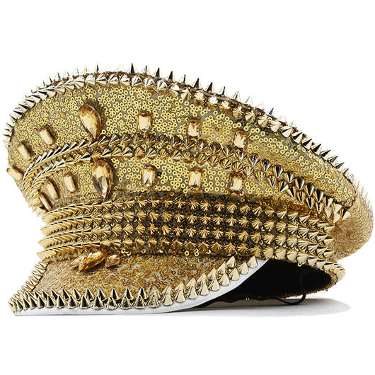 Sombrero de Novia Plateado con Lentejuelas y Tachuelas para Fotografía - Image 10