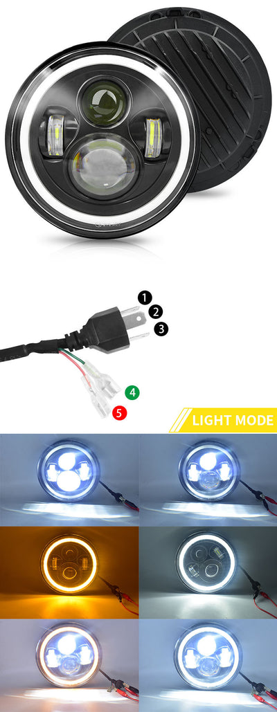 Faro LED RGB 7 pulgadas 50W con Ojo de Ángel para Vehículos Pesados - Image 9