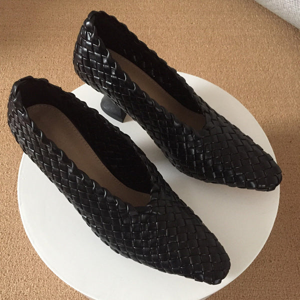 Zapatos Tejidos de Cuero Vacuno Transpirables
