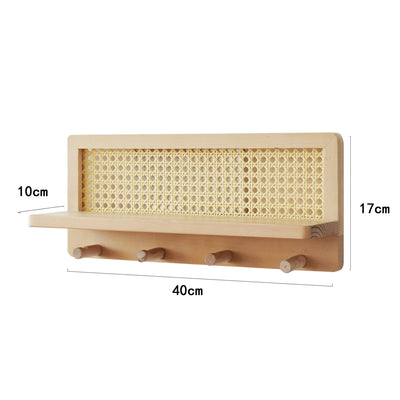 Estante de Almacenamiento de Pared en Madera Maciza y Ratán - Image 6