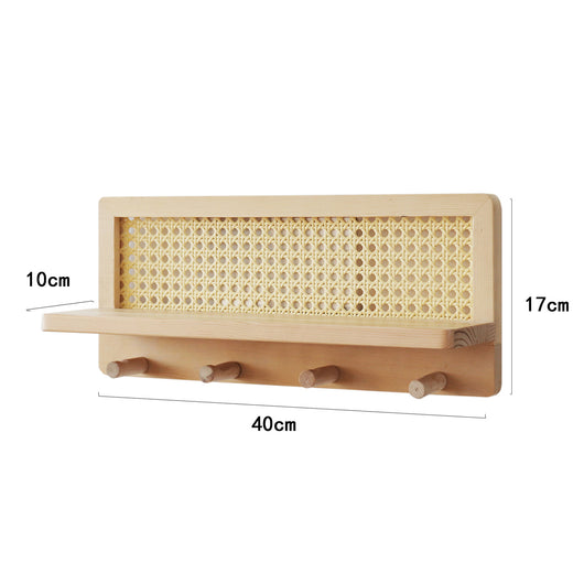 Estante de Almacenamiento de Pared en Madera Maciza y Ratán - Image 6