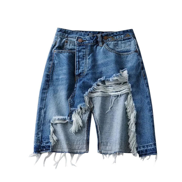 Falda Denim Irregular con Borde Crudo - Image 5