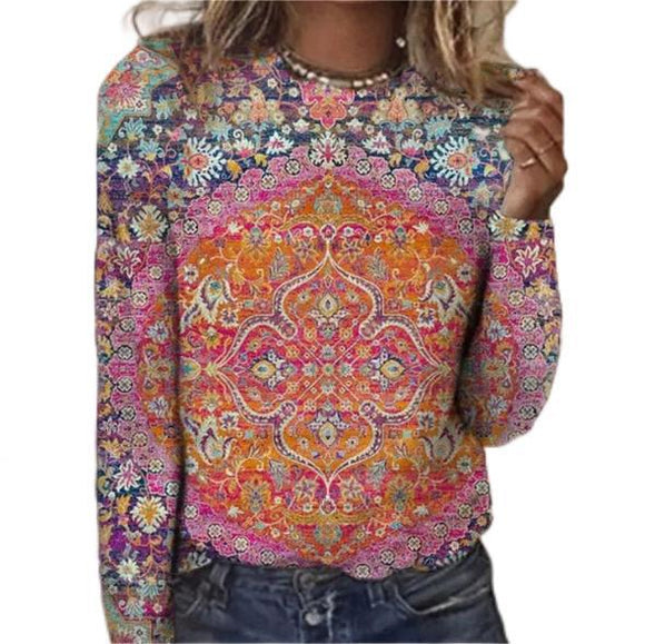 Playera Manga Larga con Estampado 3D Digital para Mujer