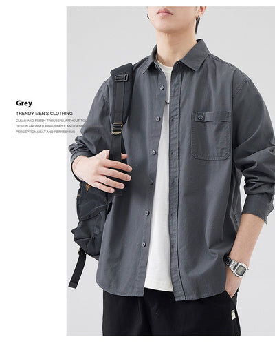 Camisa de Algodón Pesado Estilo Americano para Hombre - Image 11