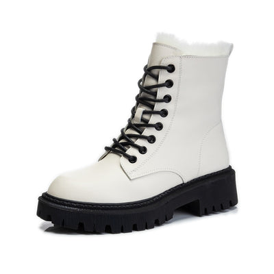 Botas Martin de Lana Auténtica con Tacón Grueso para Otoño e Invierno - Image 8