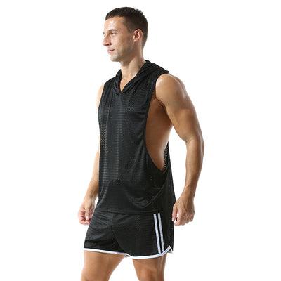 Chaleco Deportivo Mesh Capucha Hombre - Diseño Sólido - Image 5