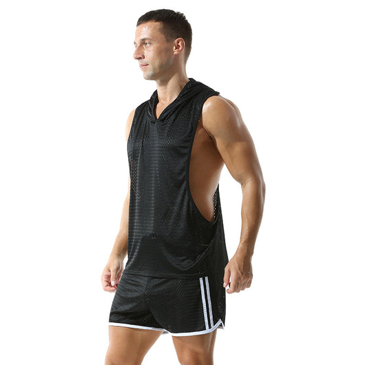 Chaleco Deportivo Mesh Capucha Hombre - Diseño Sólido - Image 5