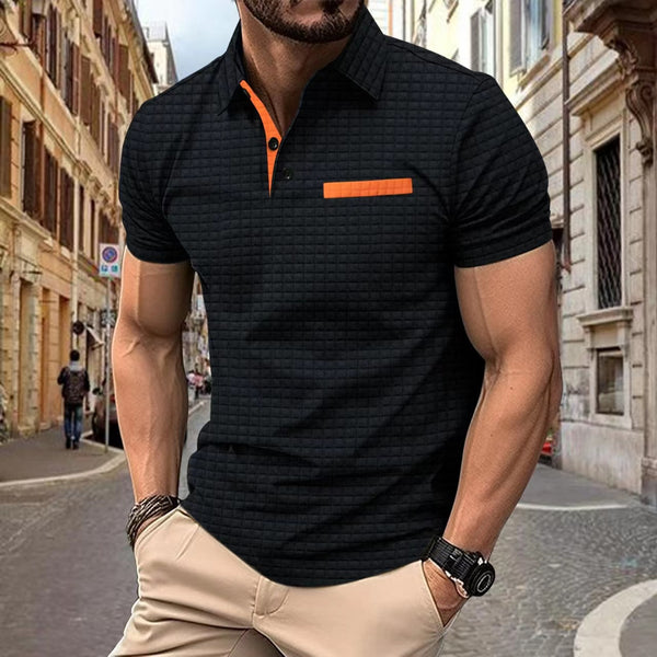 Polo Deportivo Hombre Jacquard Botones Cuadros