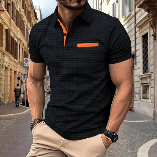 Polo Deportivo Hombre Jacquard Botones Cuadros