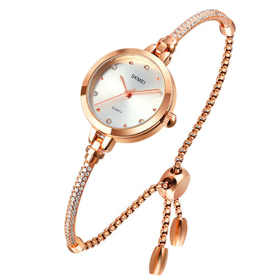 Reloj Pulsera Cuarzo para Mujer Diseño Malla Oro Rosado Verde Tendencia - Image 12