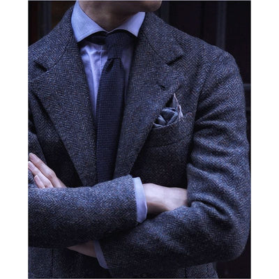 Blazer de Tweed Lana Estilo Británico Retro para Hombre - Image 6