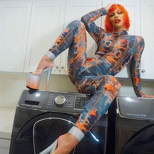 Jumpsuit Deportivo Estampado Manga Larga Ajustado