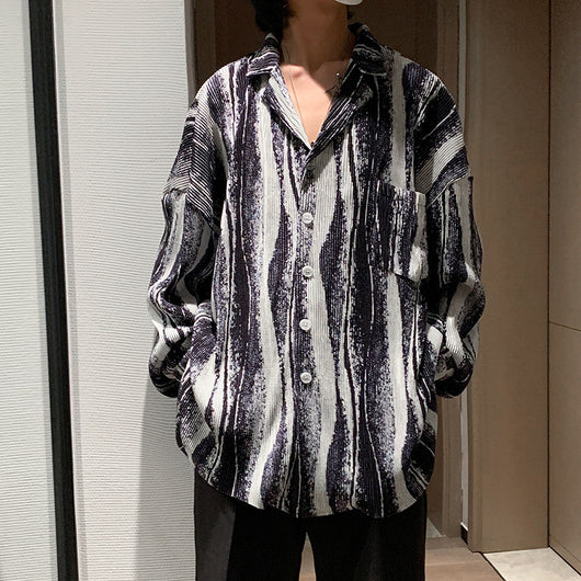 Camisa Holgada a Rayas Retro para Hombre - Image 3