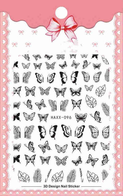 Calcomanías de Uñas Mariposa Negra con Flores Blancas - Adhesivas para Manicura - Image 3