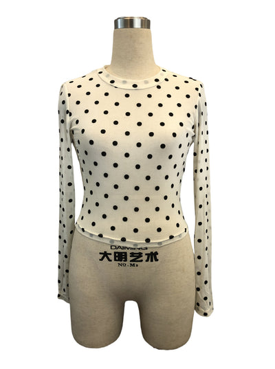 Playera Manga Larga Transparente con Puntos - Cuello Redondo Slim Fit - Image 9