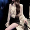 Blusa Elegante de Gasa Premium con Strass y Volantes