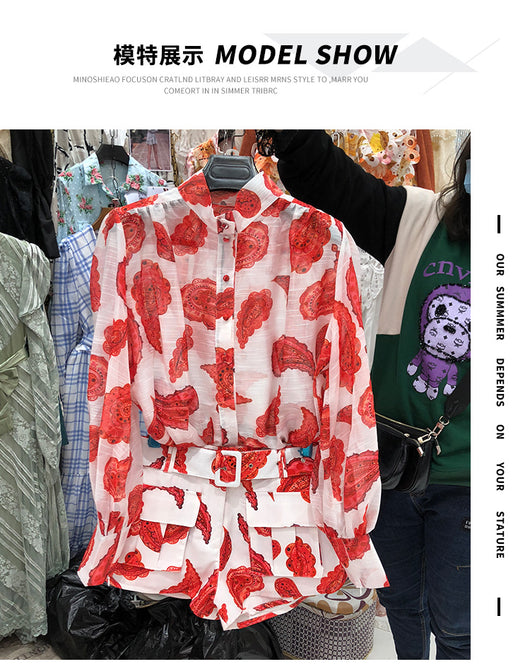 Conjunto de 2 Piezas: Blusa con Mangas Farol + Short en Tela Slub Tencel - Image 17
