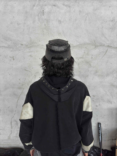 Gorra de Béisbol Denim Patchwork Desgastado con Cuero Lavado - Image 11