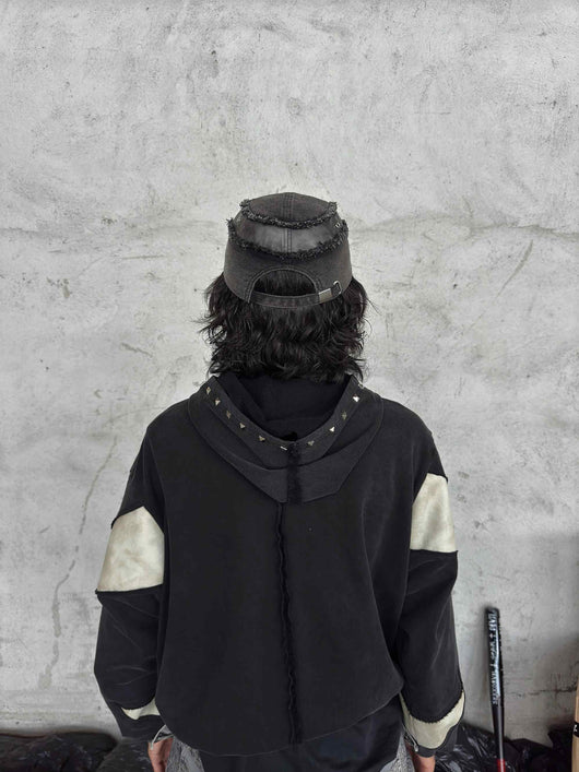 Gorra de Béisbol Denim Patchwork Desgastado con Cuero Lavado - Image 11