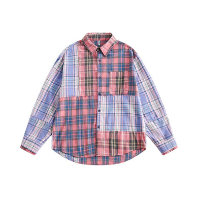 Camisa Cuadriculada Estilo Japonés con Detalles de Costura - Image 5