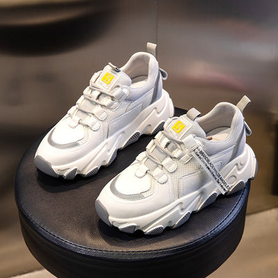 Zapatos Deportivos Casual Papá de Cuero Genuino con Suela Elevada - Image 3