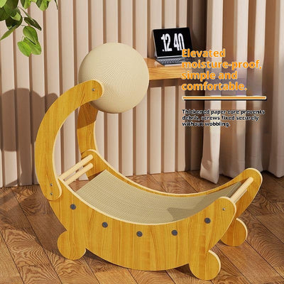 Tabla Rascadora para Gatos con Forma de Luna y Pelota Interactiva - Image 3