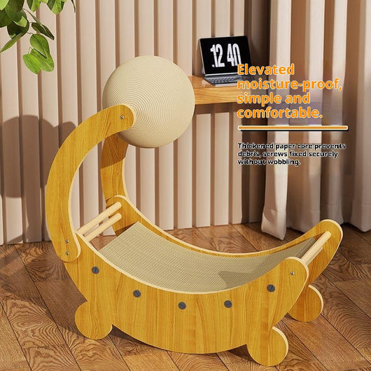 Tabla Rascadora para Gatos con Forma de Luna y Pelota Interactiva - Image 3