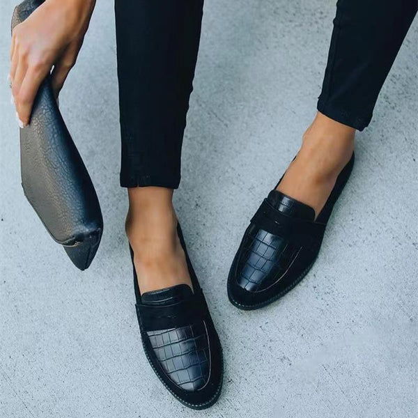 Zapatos de Cuero Negro Versátiles y Cómodos para Mujer