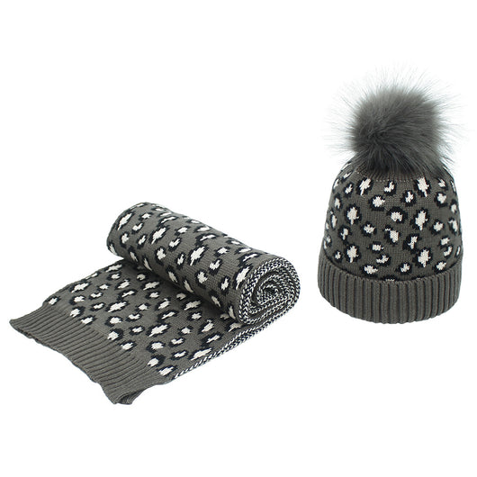 Conjunto de Gorro y Bufanda Estampado Leopardo para Otoño e Invierno - Image 14