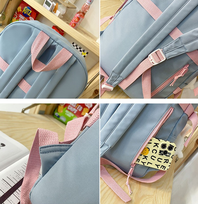 Mochila Escolar con Dije Combinado de Colores - Image 8