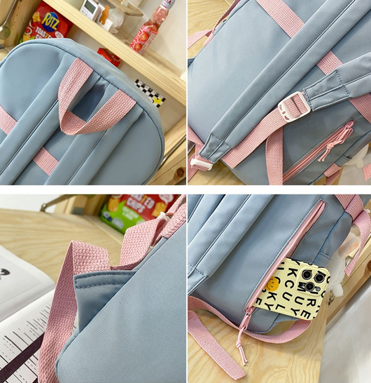 Mochila Escolar con Dije Combinado de Colores - Image 8