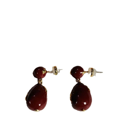 Aretes Vintage Rojo Vino con Gota de Esmalte para Año Nuevo - Image 7