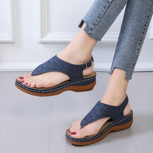 Sandalias Cuña Mujer - Chanclas Cómodas Color Sólido - Image 5