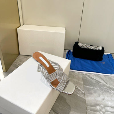 Tacones Altos de Cristal Versátiles con Diseño Cruzado para Mujer - Image 15