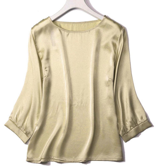 Camisa de Seda de Gusano de Seda con Perla Brillante y Satén - Image 31