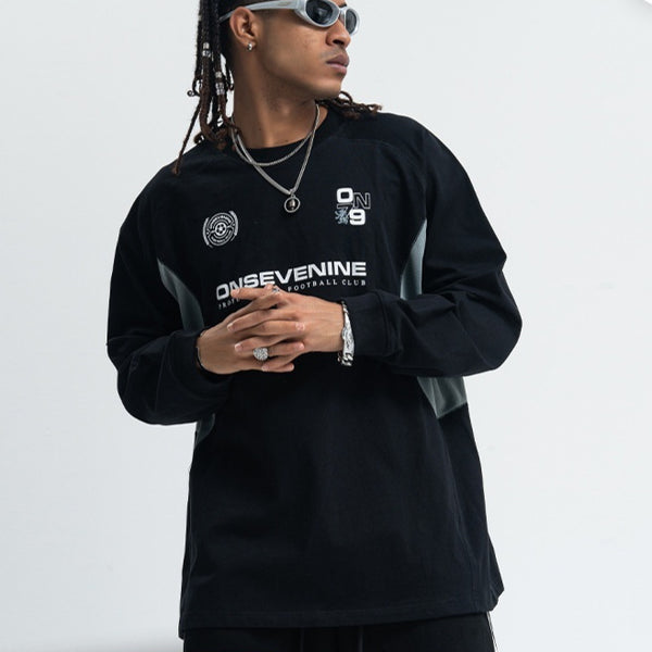 Camiseta Raglan Retro con Costuras Diseño para Hombre Otoño Invierno