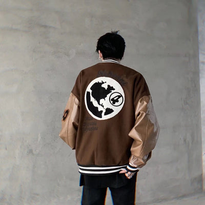 Chaqueta de Cuero PU con Bordado y Contraste de Colores Unisex - Image 8