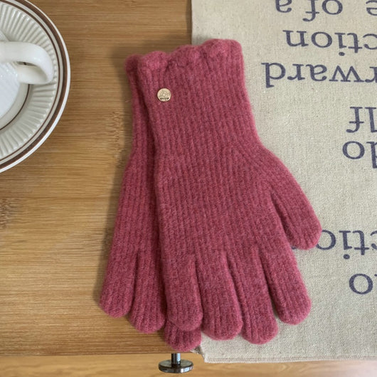 Guantes de Lana Cálidos con Volantes y Colores Sólidos para Mujer - Image 4