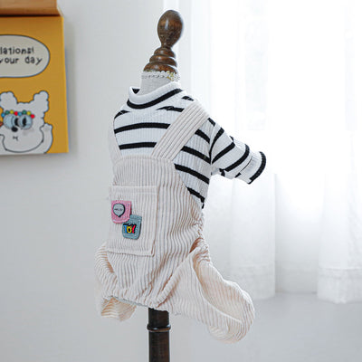 Mono Overol a Rayas para Mascotas - Diseño Clásico Blanco y Negro con Bolsillo - Image 7