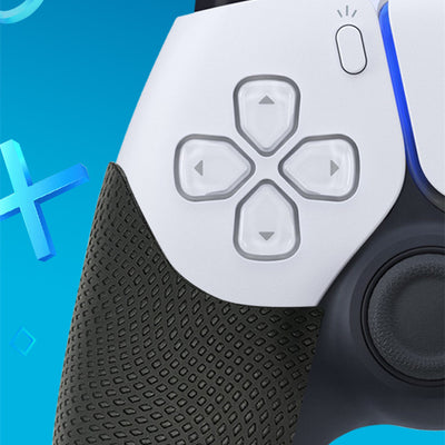 Pair of gamepad silicone stickers, one black with textured grip and one solid red, for enhanced controller grip. - Image 5